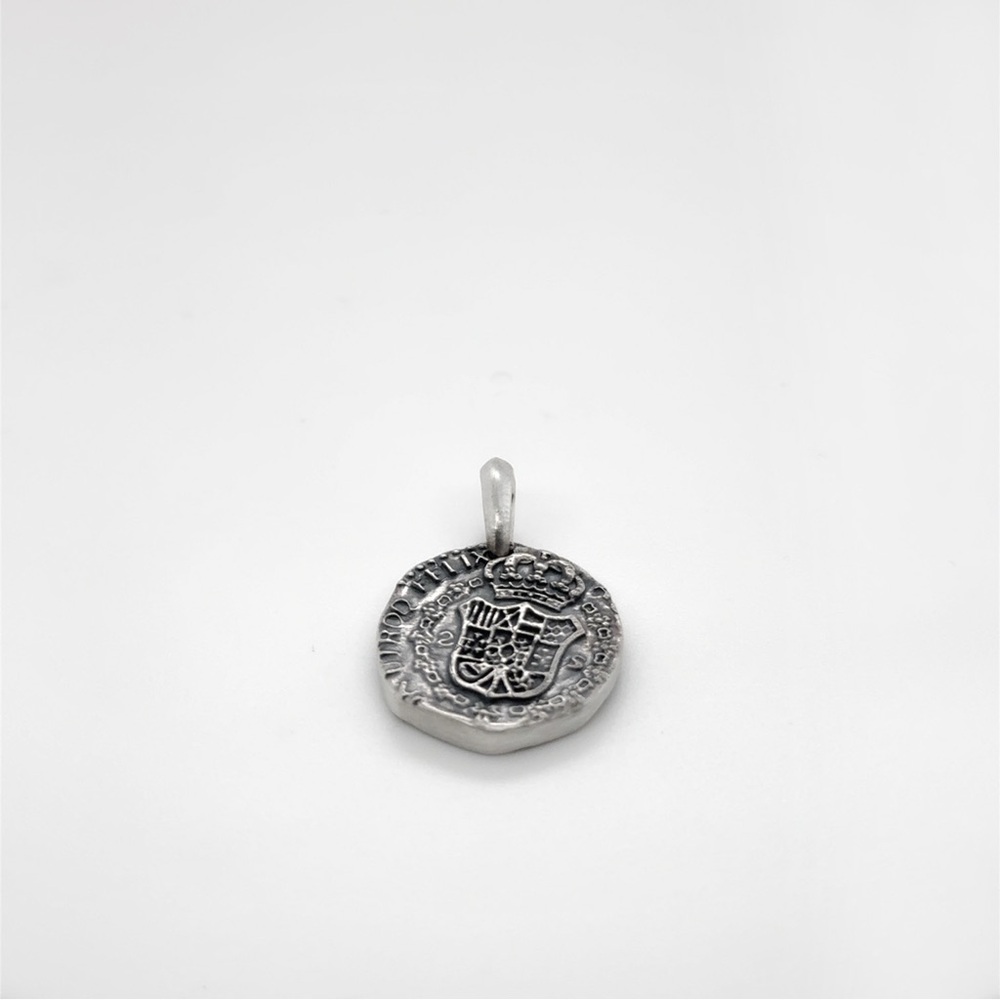 David Yurman Shipwreck Silver Coin Pendant Necklace